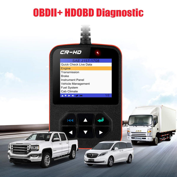 LAUNCH CReader HD Plus Heavy Duty Truck Obd2 Diagnostic Reader OBDII Scan Tool CRHD Truck Code Scanner With OBD-II Communication Modes 1-10 and J1587, J1708 and J1939 protocols