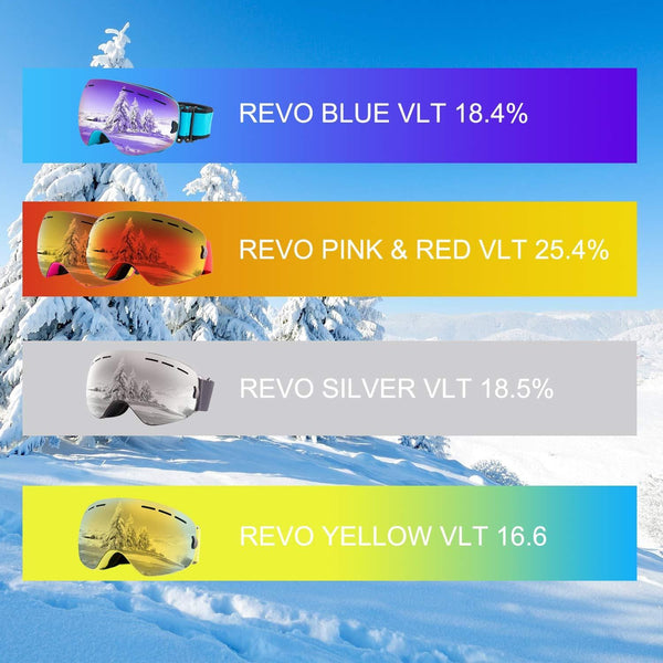 Rongbenyuan Ski Snow Snowboard Goggles - OTG Goggles Men Women Kids Anti-Fog UV400 Protection