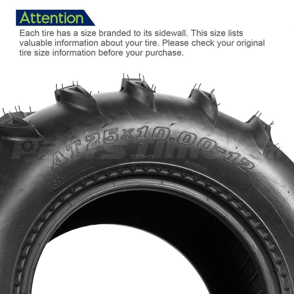 One Pair of MaxAuto ATV/UTV Rear Mud Tires 25x10-12 25x10x12 6PR Tubeless 50J