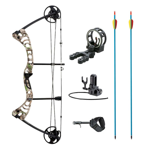 XGear Outdoors Compound Bow 30-55lbs 19"-29" with Max Speed 296fps, Right Handed, Green Camo with Accessories