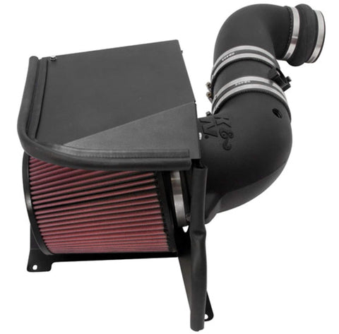 K&N Cold Air Intake Kit with Washable Air Filter:  2011-2014 Chevy/GMC Heavy Duty (Silverado 2500/3500 HD, Sierra 2500/3500 HD) 6.6L V8 Diesel, Black HDPE Tube with Red Oiled Filter, 57-3077