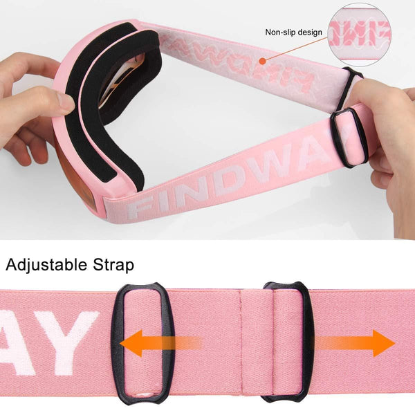 findway Kids Ski Goggles, Kids Snow Snowboard Goggles for Boys Girls Toddler Age 3-8 4-7,Helmet Compatible,Anti Fog Double-Layer Lenses,100% UV400 Protection,Non-Slip Strap