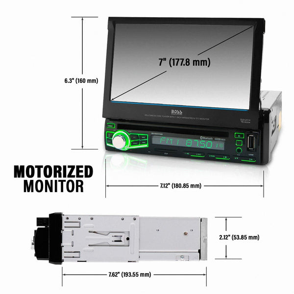 BOSS Audio BV9976B Car DVD Player - Single Din, Bluetooth Audio and Calling, Built-in Microphone, CD-USB-SD-Aux-In-Am FM Radio Receiver, 7 Inch Digital LCD Display, Multi-Color Illumination