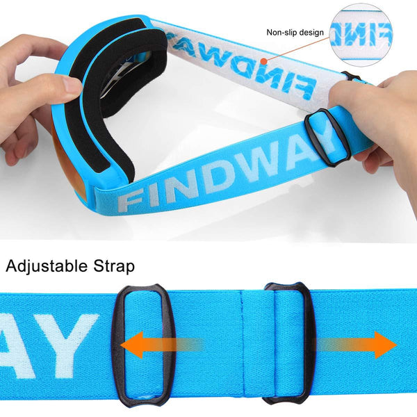 findway Kids Ski Goggles, Kids Snow Snowboard Goggles for Boys Girls Toddler Age 3-8 4-7,Helmet Compatible,Anti Fog Double-Layer Lenses,100% UV400 Protection,Non-Slip Strap