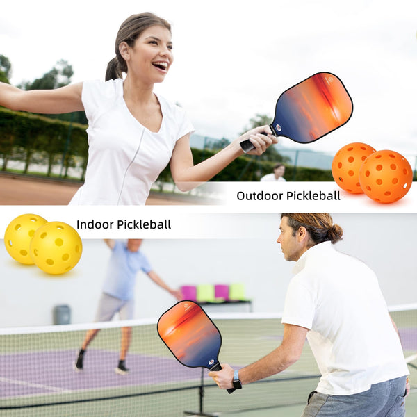 Pickleball Paddles, USAPA Approved Pickleball Racket Set of 2, Light Pickle Ball Paddle Set with Ergonomic Cushion Grip, 4 Outdoor Indoor Balls, Lightweight Carry Bag
