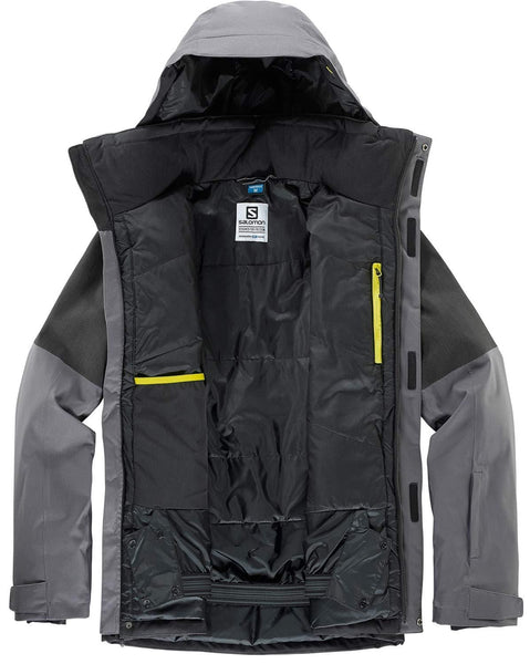 SALOMON Stormtrack Ski Jacket Forged Iron/Black Mens Sz M