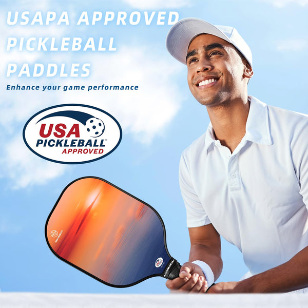 Pickleball Paddles, USAPA Approved Pickleball Racket Set of 2, Light Pickle Ball Paddle Set with Ergonomic Cushion Grip, 4 Outdoor Indoor Balls, Lightweight Carry Bag