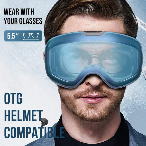 VELLAA PRO Ski Goggles - Interchangeable Lens Anti Fog 100% UV400 OTG Curved Ski/Snowboard Goggles for Men & Women Snow Goggles