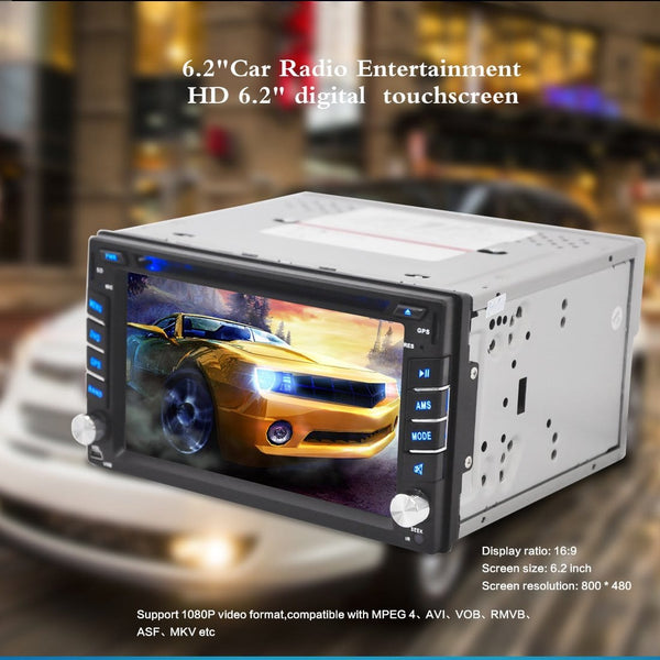 6.2 inch Double DIN Car Stereo In-Dash DVD player GPS Navigation For Car with Rear View Camera,Support Offline GPS Navigation, TouchScreen Car Stereo + Free Rear View Camera