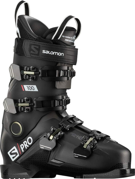 SALOMON S/Pro 100 Ski Boots Mens Sz 10/10.5 (28/28.5) Black/Belluga/Red