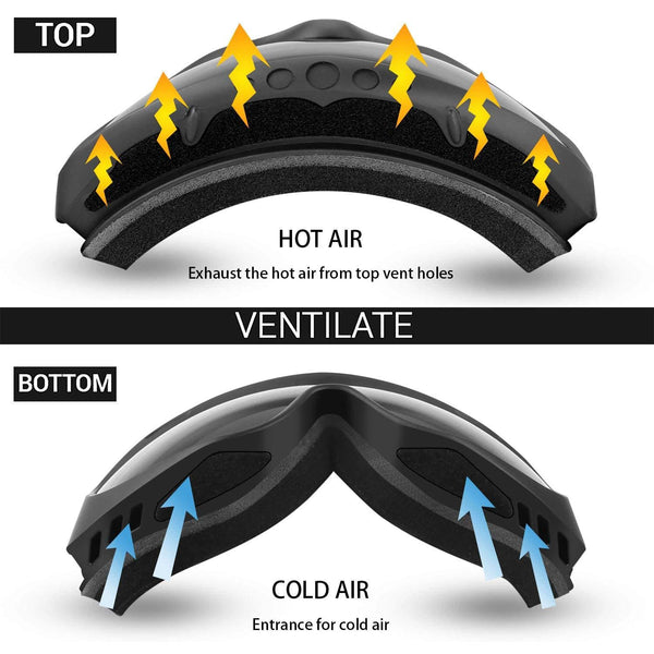 MIABOO OTG Ski Goggles - Over Glasses Ski/Snowboard Goggles for Men, Women & Youth Snowmobile Skiing Skating - 100% UV400 Protection