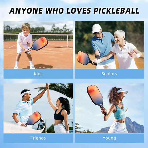 Pickleball Paddles, USAPA Approved Pickleball Racket Set of 2, Light Pickle Ball Paddle Set with Ergonomic Cushion Grip, 4 Outdoor Indoor Balls, Lightweight Carry Bag