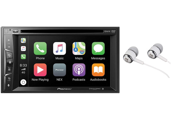 Pioneer Multimedia Double-Din In-Dash 6.2" WVGA Display DVD Receiver Apple CarPlay/Built-in Bluetooth/SiriusXM-Ready/AppRadio Mode/ Spotify & Pandora WITH FREE ALPHASONIK EARBUDS