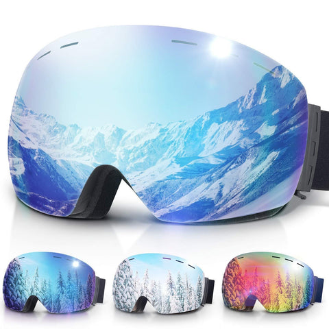amzdeal Ski Goggles OTG Snow Glasses Double Italian Lens Snowboard Goggles for Men and Women 100% UV Protection and Anti-Fog, Ski Glasses for Skiing,Snowmobile,Snowboaring,Skating
