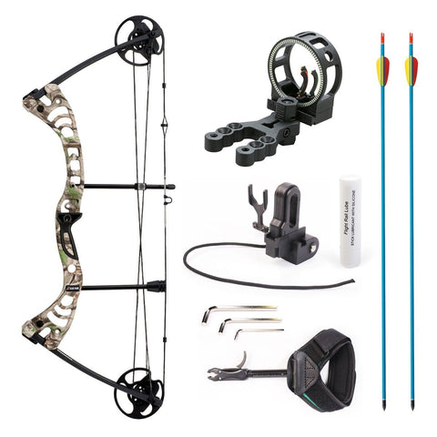 Leader Accessories Compound Bow 30-55lbs Archery Hunting Equipment with Max Speed 296fps (Green Camo. with Kit)