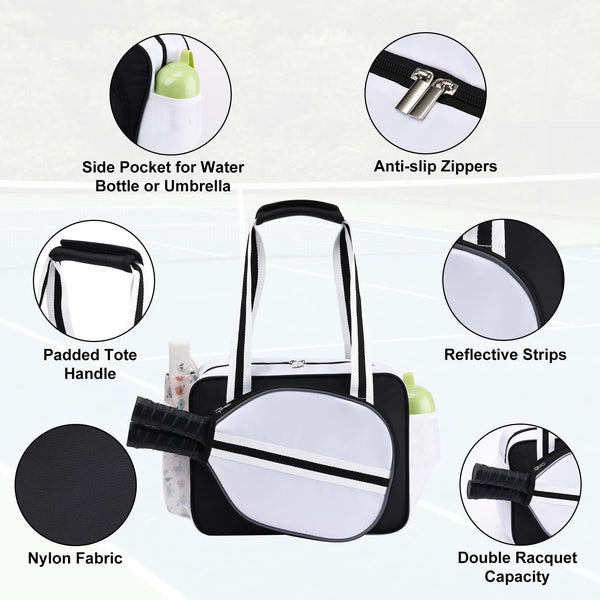 SPOENGRU Pickleball Bag Pickleball Tote Bag Pickleball Bag for Women Men Women’s Hand Gym Bag Water Bottle Holder With Pickleball Racquet Paddle Holder