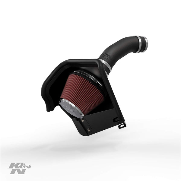 K&N Cold Air Intake Kit with Washable Air Filter:  2014-2016 Jeep Grand Cherokee, 3.0L V6 Diesel, Black HDPE Tube with Red Oiled Filter, 63-1570