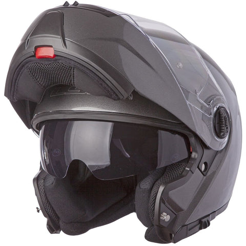 LS2 Helmets Strobe Solid Modular Motorcycle Helmet with Sunshield (Gunmetal, X-Large)