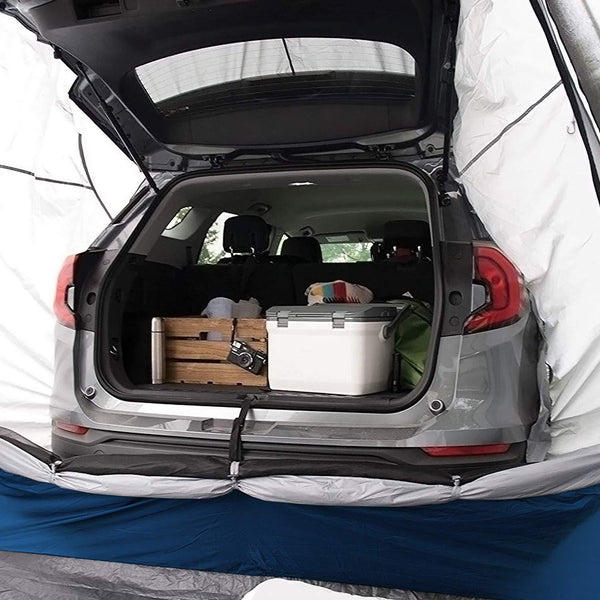 North East Harbor Universal SUV Camping Tent - Up to 8-Person Sleeping Capacity, Includes Rainfly and Storage Bag - 8' W x 8' L x 7.2' H - Gray and Blue