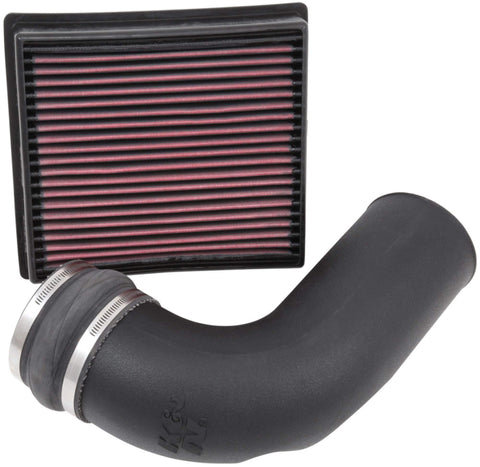 K&N Cold Air Intake Kit with Washable Air Filter:  2013-2018 Dodge Ram (2500, 3500) 6.7L V6 Diesel, Black HDPE Tube with Red Oiled Filter, 63-1568