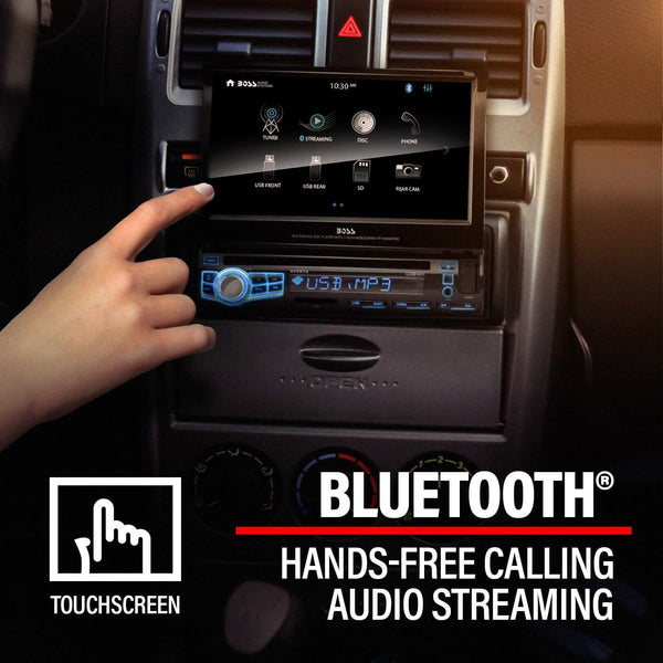 BOSS Audio BV9976B Car DVD Player - Single Din, Bluetooth Audio and Calling, Built-in Microphone, CD-USB-SD-Aux-In-Am FM Radio Receiver, 7 Inch Digital LCD Display, Multi-Color Illumination