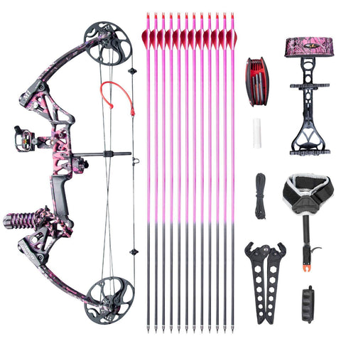 Compound Bow Ship from USA Warehouse,Topoint Archery for Women, Package M1,19"-30" Draw Length,10-50Lbs Draw Weight,Hunting Bow for Girls,Muddygirl Color (Muddygirl)