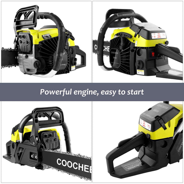 OppsDecor CS5900 58cc Gas Powered Chainsaw 20 Inch 2 Cycle Rancher Gas Chain Saw for Cutting Wood with Tool Kit (US Stock) (Light Green)