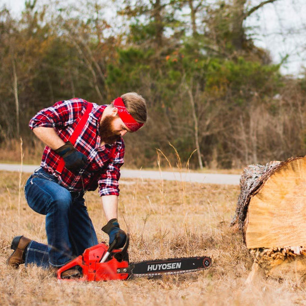 HUYOSEN Gas Power Chain Saws Corded 40.1CC 2 Cycle Gas Powered Chainsaw Guide Bar Size 16 inchs 3/8 inchs 57DL Chain Guide Bar