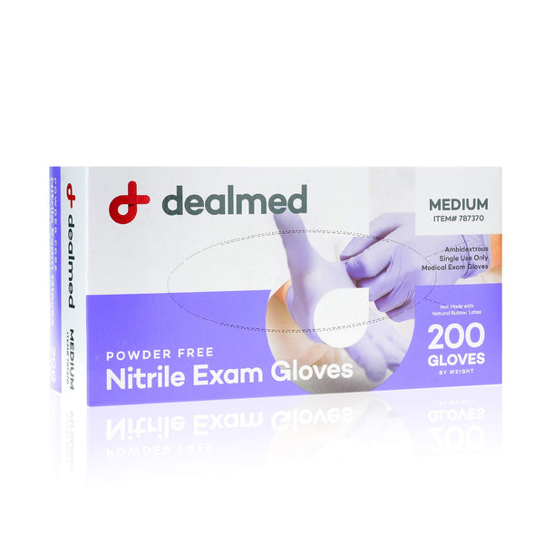 Dealmed Brand Nitrile Medical Grade Exam Gloves, Disposable, Latex-Free, 200 Count, Size Medium