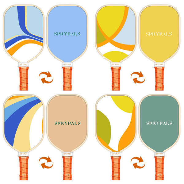 Sprypals Pickleball Paddles, USAPA Approved Pickleball Set of 4 with 4 Pickleball Balls and 1 Carry Bag Pickleball Rackets with Ergonomic Cushion Grip for Beginner & Intermediate Gifts for Women Men
