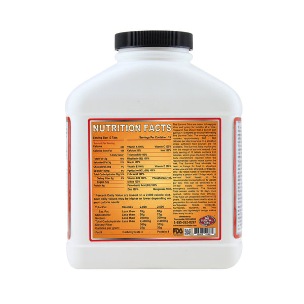 Survival Tabs 60-Day 720 Tabs Emergency Food Ration Survival MREs Food Replacement for Outdoor Activities Disaster Preparedness Gluten Free and Non-GMO 25 Years Shelf Life Long Term - Mixed Flavor