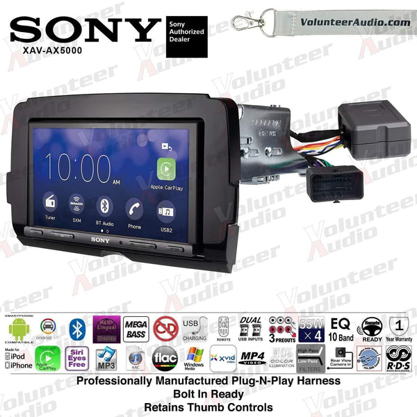Sony XAV-AX5000 Double Din Radio Install Kit With Apple CarPlay, Android Auto, Sirius XM, Bluetooth For 2014-2017 Harley Davidson Motorcycles, May Not Work With CVO Models