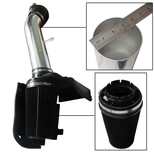 BLACKHORSE-RACING 4" Cold Air Intake System Kit with Heat Shield Filter for GMC Chevy Chevrolet 1999 2000 2001 2002 2003 2004 2005 2006 V8 4.8L/5.3L/6.0L(Black)