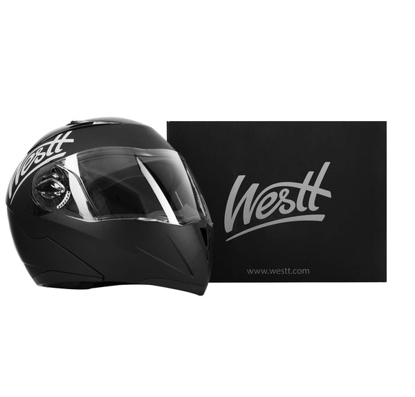 Westt Torque Motorcycle Helmet - Modular Flip Up Helmet for Motorcycle Scooter Moped DOT Certified (Matte Black)