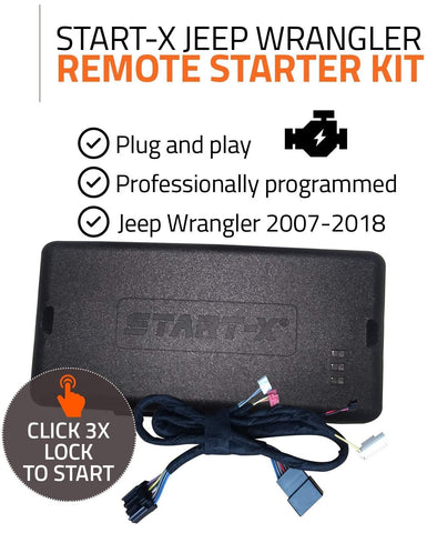Start-X Remote Starter Kit for Jeep Wrangler Key Start 2007-2018 || Plug & Play || 3X Lock to Remote Start || 10 Minute Install