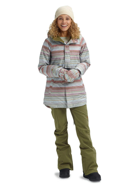 Burton Women's Gore-Tex Kaylo Jacket, Aqua Gray Revel Stripe, Medium