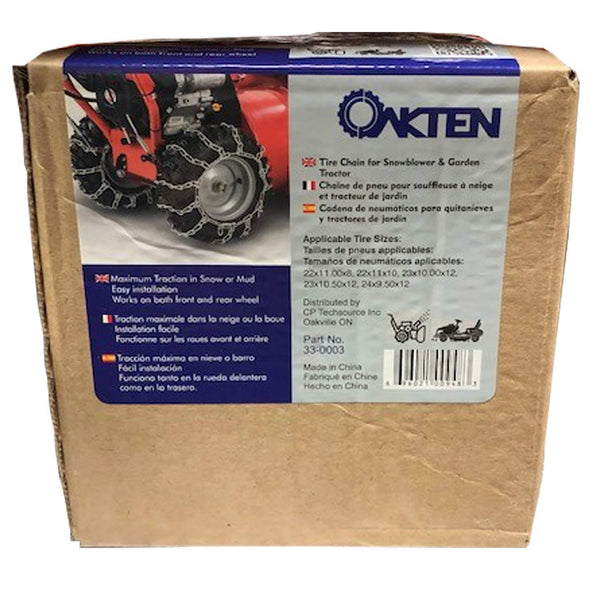 OakTen Set of Two Snow Tire Chains for Lawn Tractor Snowblowers Repl Cub Cadet MTD Troy Bilt 490-241-0026 (23"x10.50"x12", 24"x9.50"x12")