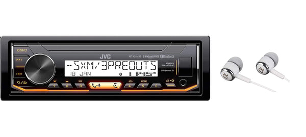 JVC KD-X35MBS Single DIN SiriusXM Bluetooth MP3 USB Pandora , iHeartRadio , Spotify , Android/iPod/iPhone Music Playback , in-Dash Digital Media Marine Stereo Receiver with Alphasonik Earbuds