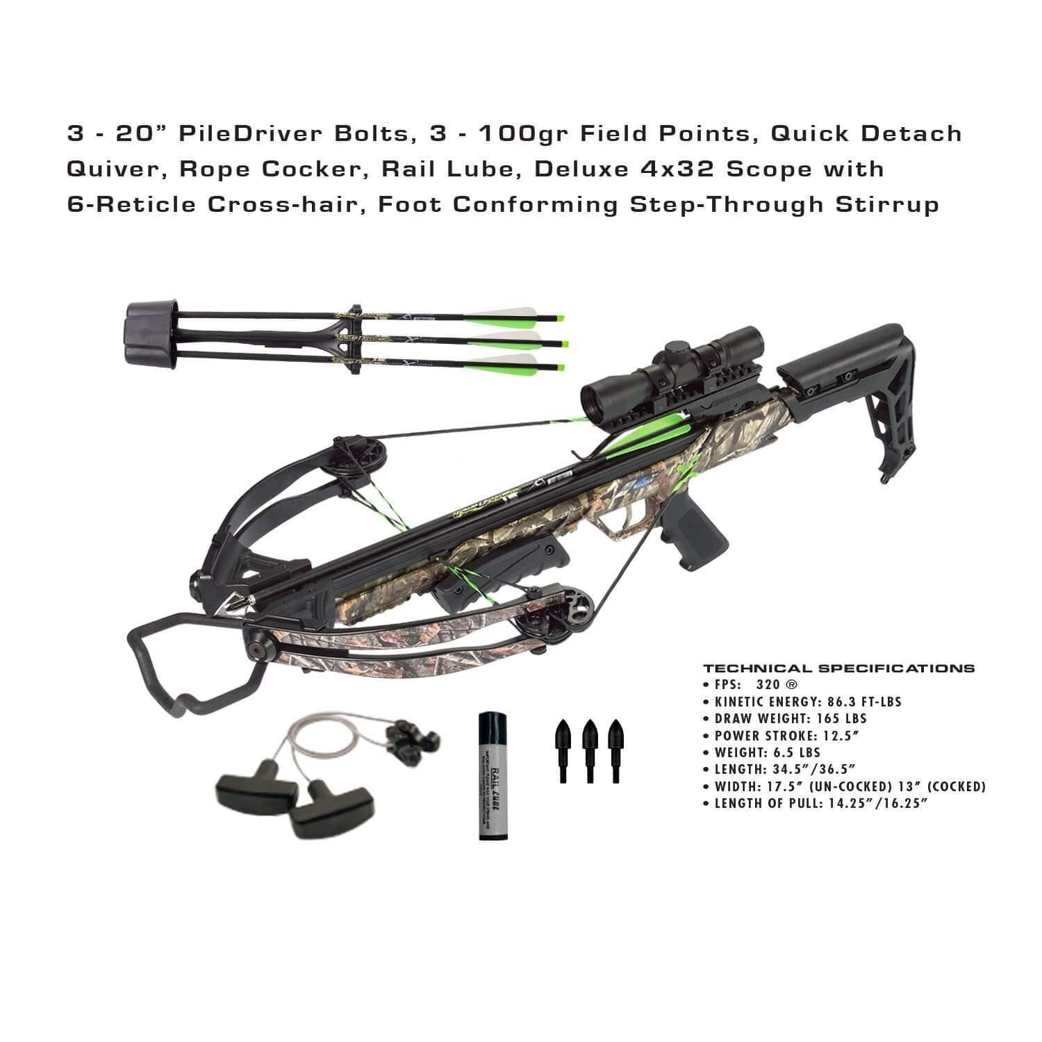 Carbon Express 20244 XForce Blade Crossbow Kit in Camo with Scope, Bo