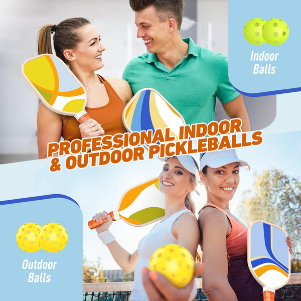 Sprypals Pickleball Paddles, USAPA Approved Pickleball Set of 4 with 4 Pickleball Balls and 1 Carry Bag Pickleball Rackets with Ergonomic Cushion Grip for Beginner & Intermediate Gifts for Women Men