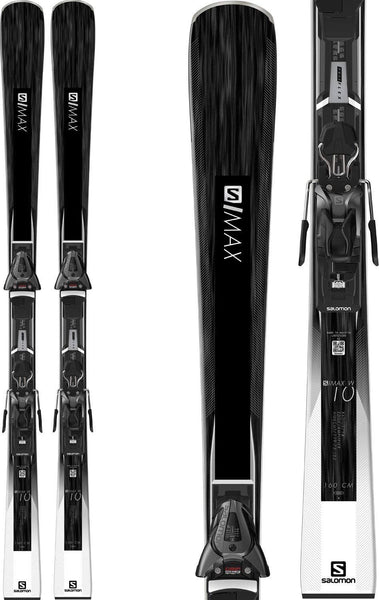 SALOMON S/Max 10 Skis w/ Z11 Walk Bindings Black/White Womens Sz 155cm