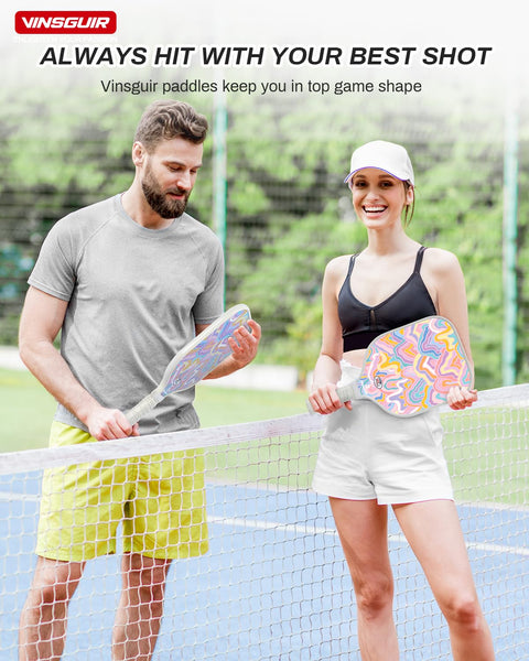 VINSGUIR Pickleball Paddles, USAPA Approved Pickleball Paddles Set of 2, Fiberglass Surface Pickleball Set with Pickleball Rackets, Pickleball Bags, Pickleball Ball Gifts for Women