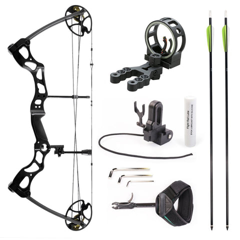 Leader Accessories Compound Bow Hunting Bow 50-70lbs with Max Speed 310fps (Black with Kit)