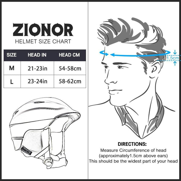 ZIONOR H2 Ski Snowboard Helmet Certified Quality for Men Women with Ventilation Control and Comfortable Liner Black (Medium)
