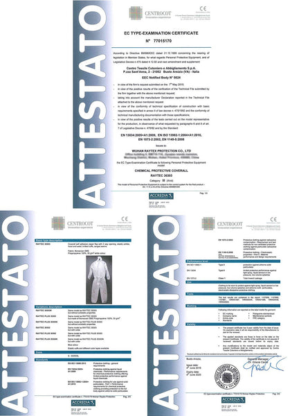 Raygard 30303 SMS Disposable Hooded Coveralls Suit Dust Chemical Protective Elastic Wrist, Ankles, Waist Zipper Front Closure for Spray Painting Medical Cleaning Work(2X-Large,White)