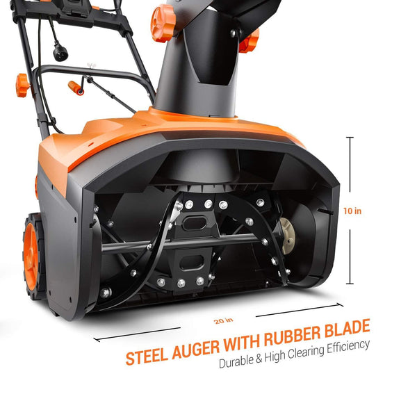 TACKLIFE Snow Blower, 15Amp Electric Snow Blower, 20 INCH Width Steal Auger, 30ft Throwing Distance, Overload Protection, Anti-Freezing Handle, for Snow Cleaning, GST01