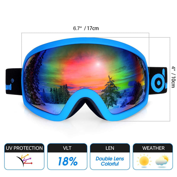 Odoland Ski Helmet with Ski Goggles, Multi-Options Snowboard Helmet and Goggles Set for Men Women Youth and Kids, ASTM Safety Certificated, Blue, Large