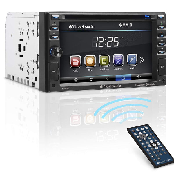 Planet Audio P9640B Car DVD Player - Double Din, Bluetooth Audio and Calling, 6.2 Inch LCD Touchscreen Monitor, MP3 Player, CD, DVD, WMA, USB, SD, Auxiliary Input, AM/FM Radio Receiver