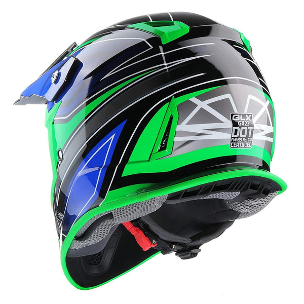 GLX Unisex-Adult GX23 Dirt Bike Off-Road Motocross ATV Motorcycle Helmet for Men Women, DOT Approved (Sear Green, Medium)