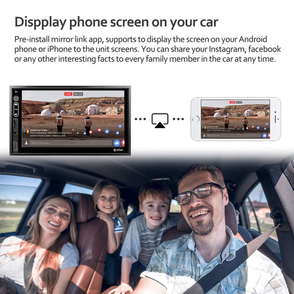 Double Din Android Car Stereo - Corehan Car Multimedia Radio with WiFi Bluetooth GPS Navigator Mirror Link 7 Inch Touch Screen